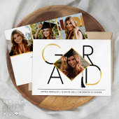 Modernes Script Black Gold Tassel Grad Foto Collag Einladung