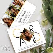 Modernes Script Black Gold Tassel Grad Foto Collag Einladung