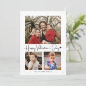 Modernes Script Black Heart Valentine's Card Foto Einladung (Stehend Vorderseite)