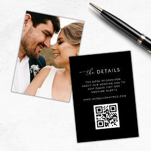 Modernes Script Black Qr Code Foto Hochzeitsdetail Begleitkarte