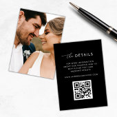 Modernes Script Black Qr Code Foto Hochzeitsdetail Begleitkarte