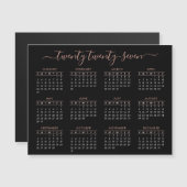 Modernes Script Black Rose Gold 2025 Kalender Magnetkarte (Vorne/Hinten)