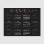 Modernes Script Black Rose Gold 2025 Kalender Magnetkarte (Vorderseite)