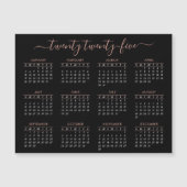 Modernes Script Black Rose Gold 2025 Kalender Magnetkarte (Vorderseite)