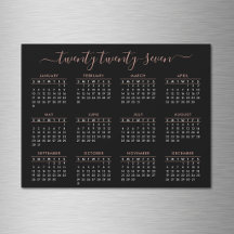 Modernes Script Black Rose Gold 2025 Kalender