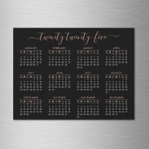 Modernes Script Black Rose Gold 2025 Kalender