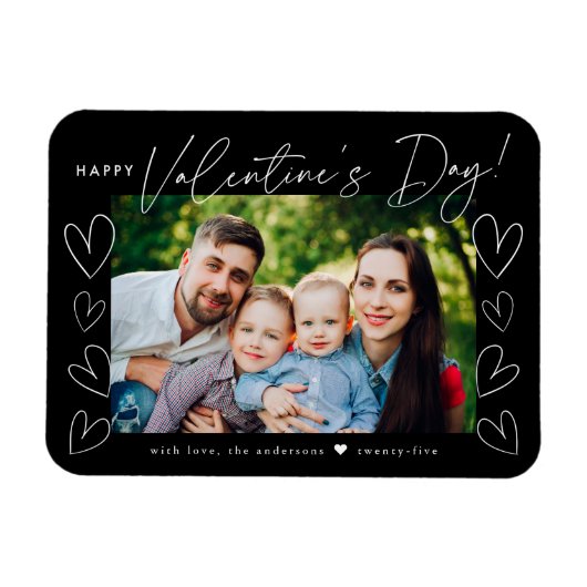 Modernes Script Black Valentine's Day Foto Magnet (Horizontal)
