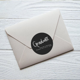 Modernes Script Black & White Abschluss Runder Aufkleber