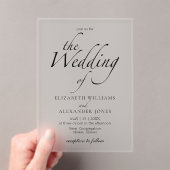 Modernes Script Black & White Wedding Acryleinladungen (Insitu (Handheld))