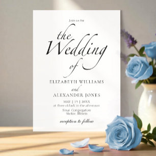 Modernes Script Black & White Wedding Einladung