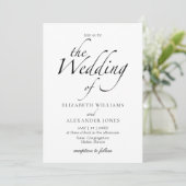 Modernes Script Black & White Wedding Einladung (Stehend Vorderseite)