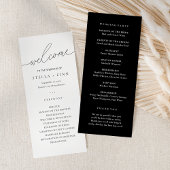 Modernes Script Black & White Wedding Programm