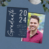 Modernes Script Blue 2024 Foto Abschluss Ankündigung