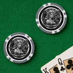 Modernes Script Blue Gold Maiden Sign Custom Virge Pokerchips