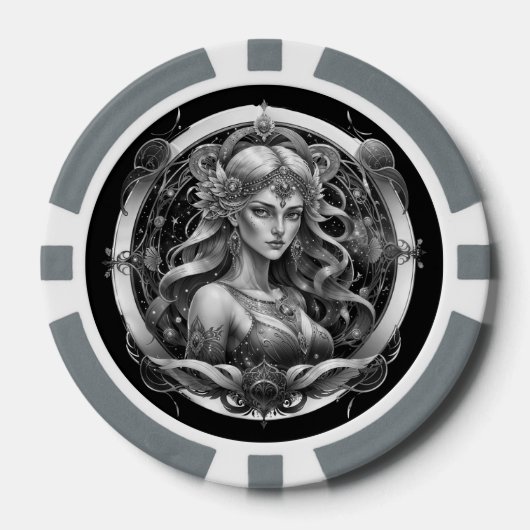 Modernes Script Blue Gold Maiden Sign Custom Virge Pokerchips (Vorderseite)