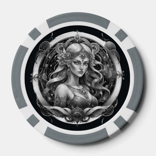 Modernes Script Blue Gold Maiden Sign Custom Virge Pokerchips (Rückseite)