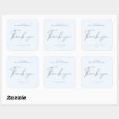Modernes Script Blue Gray Gastgeschenk Hochzeit Ca Quadratischer Aufkleber (Blatt)