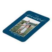 Modernes Script Blue Happy Hanukkah Foto Magnet (Linke Seite)