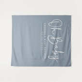 Modernes Script Blue Oh Baby Dusche Hintergrund Wandteppich (Vorderseite (Horizontal))