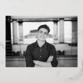 Modernes Script Blue Silver Abschluss Ankündigung (Rückseite)