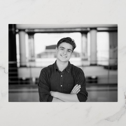 Modernes Script Blue Silver Abschluss Ankündigung (Rückseite)