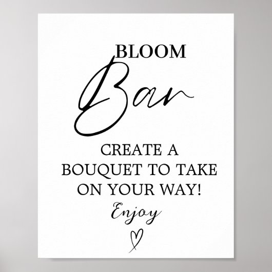 Modernes Script-Blume-Bar-Zeichen Poster (Vorne)