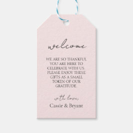 Modernes Script Blush Pink Hochzeit Willkommen Geschenkanhänger