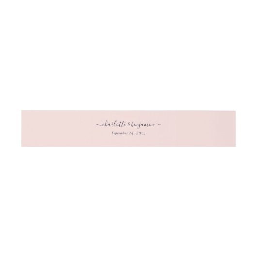 Modernes Script Blush Pink Navy Blue Wedding Einladungsbanderole (Flach)