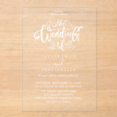 Modernes Script Boho Akryllische Hochzeitseinladun Acryleinladungen (Vorderseite)