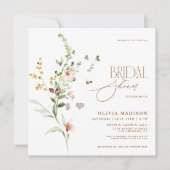 Modernes Script Boho Flower Garden Brautparty Einladung (Vorderseite)