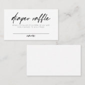 Modernes Script Boho Minimal Diaper Raffle Platzkarte (Vorne/Hinten)
