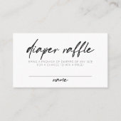 Modernes Script Boho Minimal Diaper Raffle Platzkarte (Vorderseite)