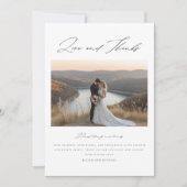 Modernes Script Boho Wedding Foto Dankeskarte (Vorderseite)