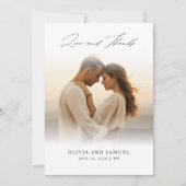 Modernes Script Boho Wedding Overlay Foto Dankeskarte (Vorderseite)