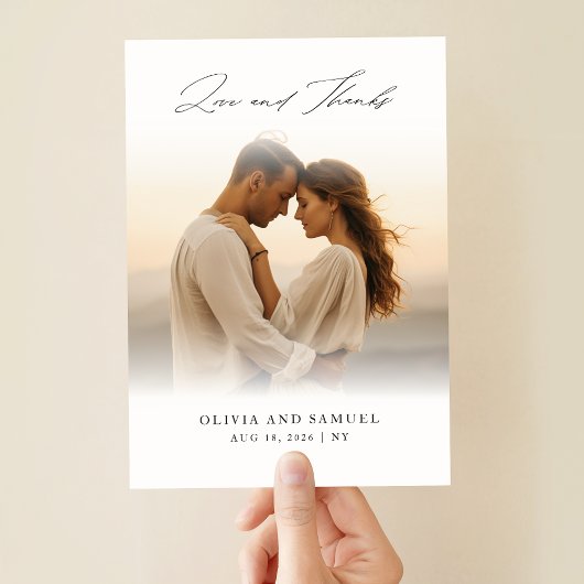 Modernes Script Boho Wedding Overlay Foto Dankeskarte