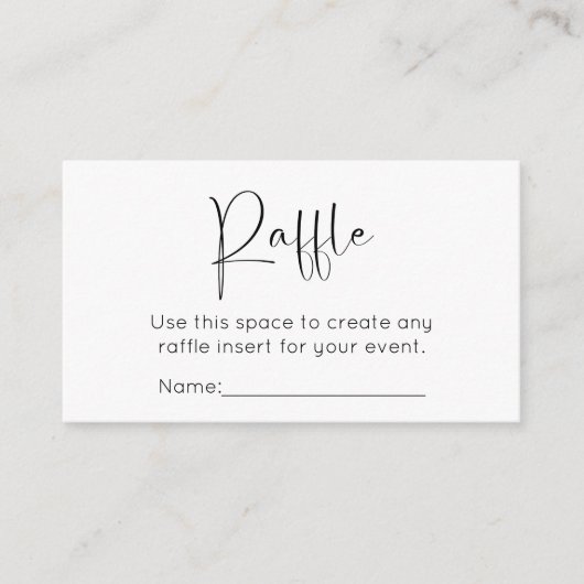 Modernes Script Bow Brautparty Raffle Begleitkarte (Vorderseite)