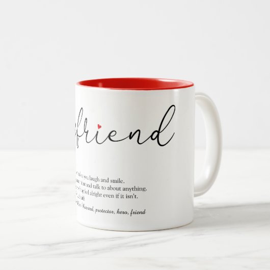 Modernes Script Boyfriend Definition Liebe Herz Zweifarbige Tasse (VorderseiteRechts)