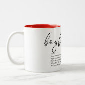 Modernes Script Boyfriend Definition Liebe Herz Zweifarbige Tasse (Links)