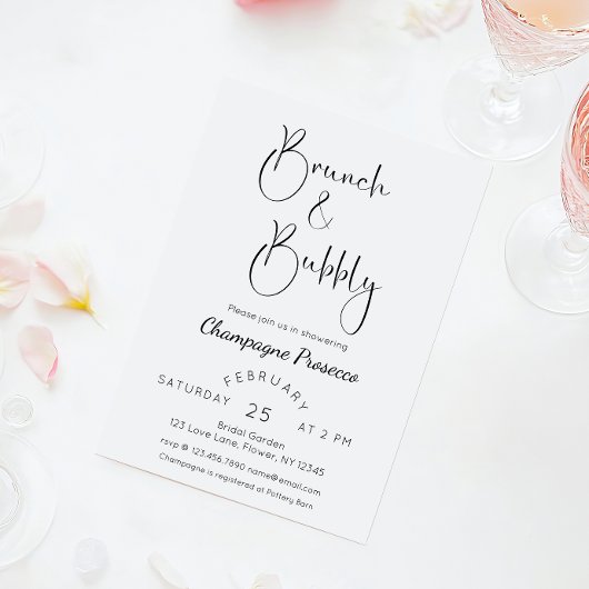 Modernes Script Brautparty Brunch & Bubbly Einladung