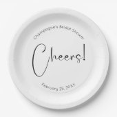 Modernes Script Brautparty Cheers Pappteller (Vorderseite)