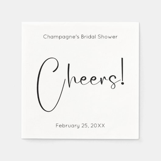 Modernes Script Brautparty Cheers Serviette (Vorderseite)