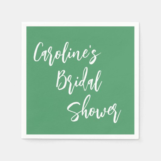 Modernes Script-Brautparty Custom Kelly Green Serviette (Vorderseite)