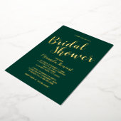 Modernes Script-Brautparty Emerald und Gold Folieneinladung (Gedreht)