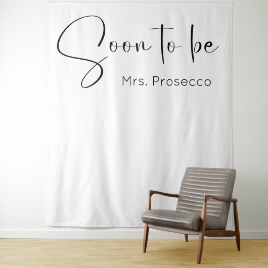 Modernes Script-Brautparty im Hintergrund Wandteppich (Beispiel)