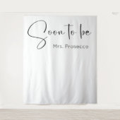 Modernes Script-Brautparty im Hintergrund Wandteppich (Vorderseite)