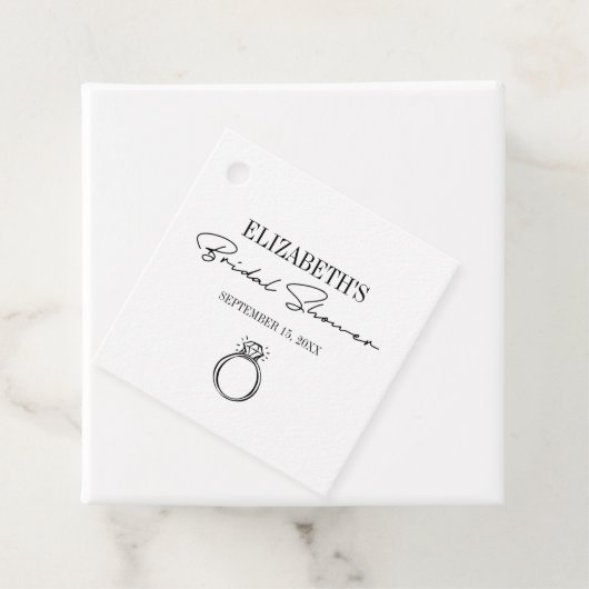 Modernes Script-Brautparty mit Ring Geschenkanhänger (Beispiel)