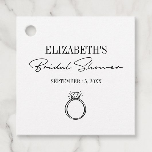 Modernes Script-Brautparty mit Ring Geschenkanhänger (Vorderseite)