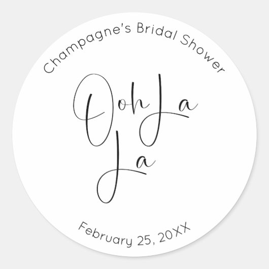 Modernes Script-Brautparty Ooh La Runder Aufkleber (Vorderseite)