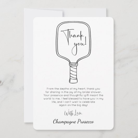 Modernes Script Brautparty Pickleball & Prosecco Einladung (Vorderseite)