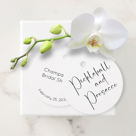 Modernes Script Brautparty Pickleball & Prosecco Geschenkanhänger